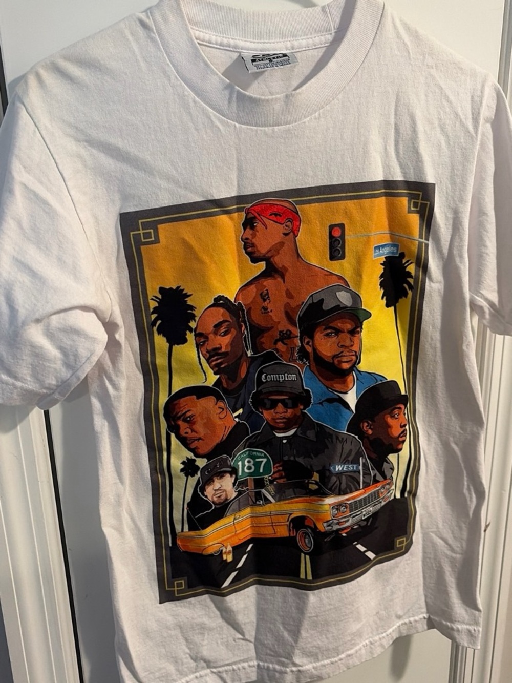 Athletic Works White Short-Sleeve Graphic Tee with Yellow Urban Crew Print
